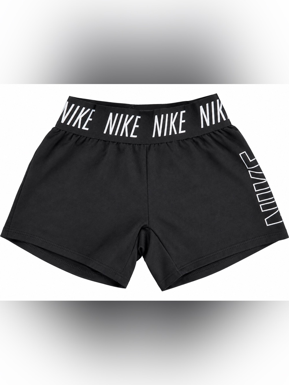 Nike Girls Dri-FIT Shorts Black White Logo Elastic Waist Athletic Size S